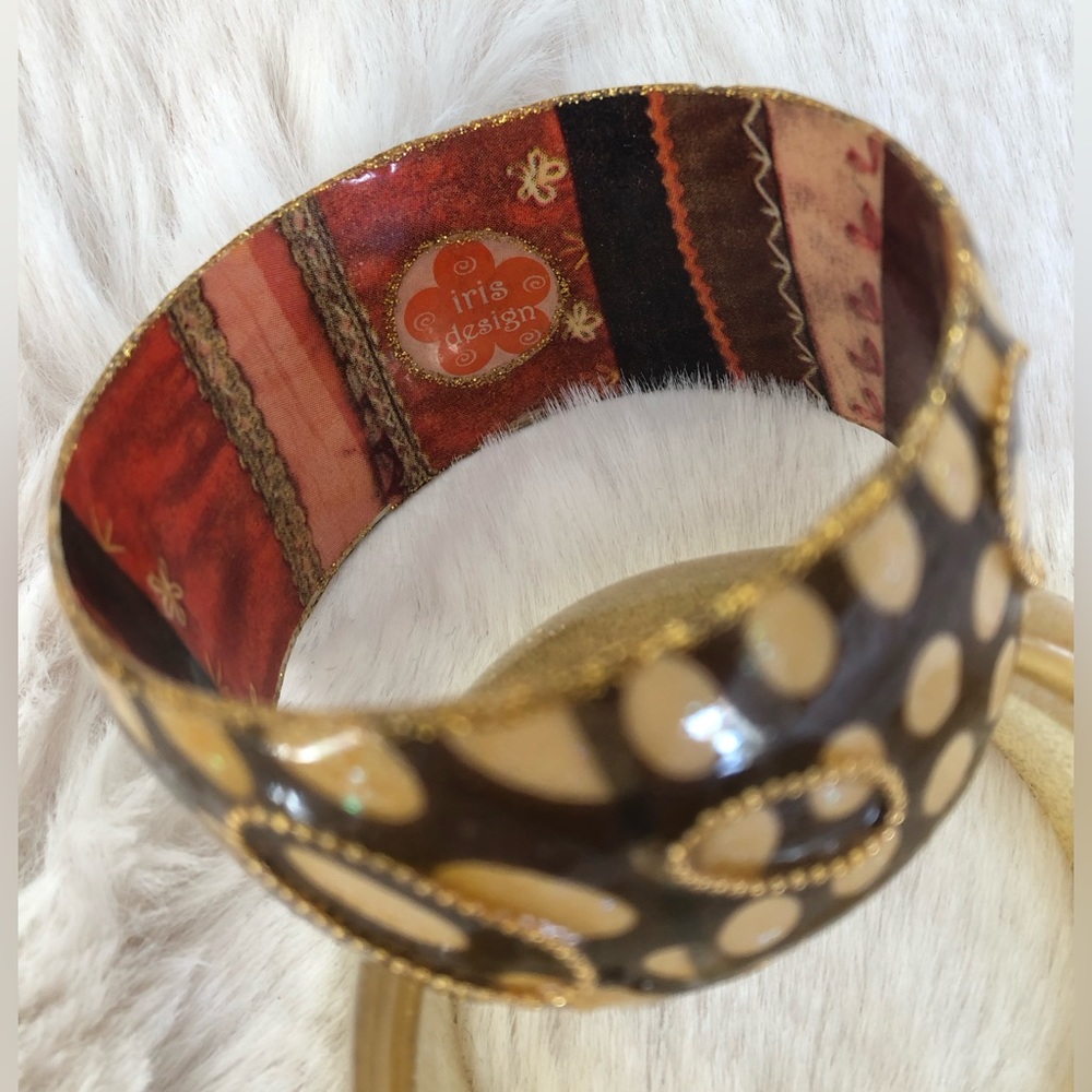 Vintage Spotted & Glittery Enameled Bracelet